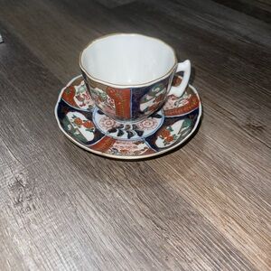 Japanese Imari Cobalt Tea Cup And Saucer Set Hand Painted Marked Rare